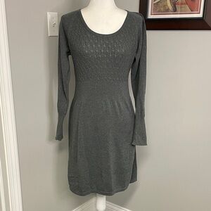PrAna Zora Cabled Sweater Dress gray smocked size small outdoor casual office
